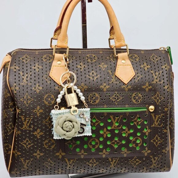 Authentic Louis Vuitton Lock & Key with unbranded Tweed Bag Keycharm, - Picture 3 of 7